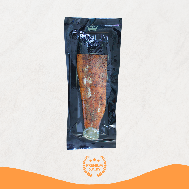 Warm Gerookte Zalm met citroenpeper +/- 1.000 gram